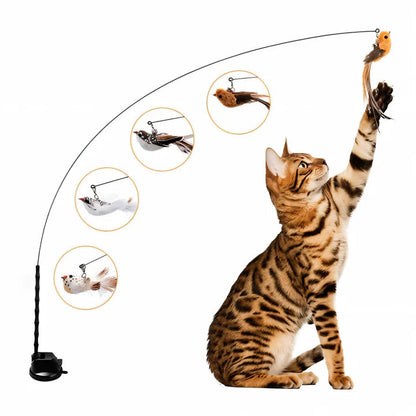 Interactive Cat Toy Set with Realistic Bird Simulation and Suction Cup Base 3
