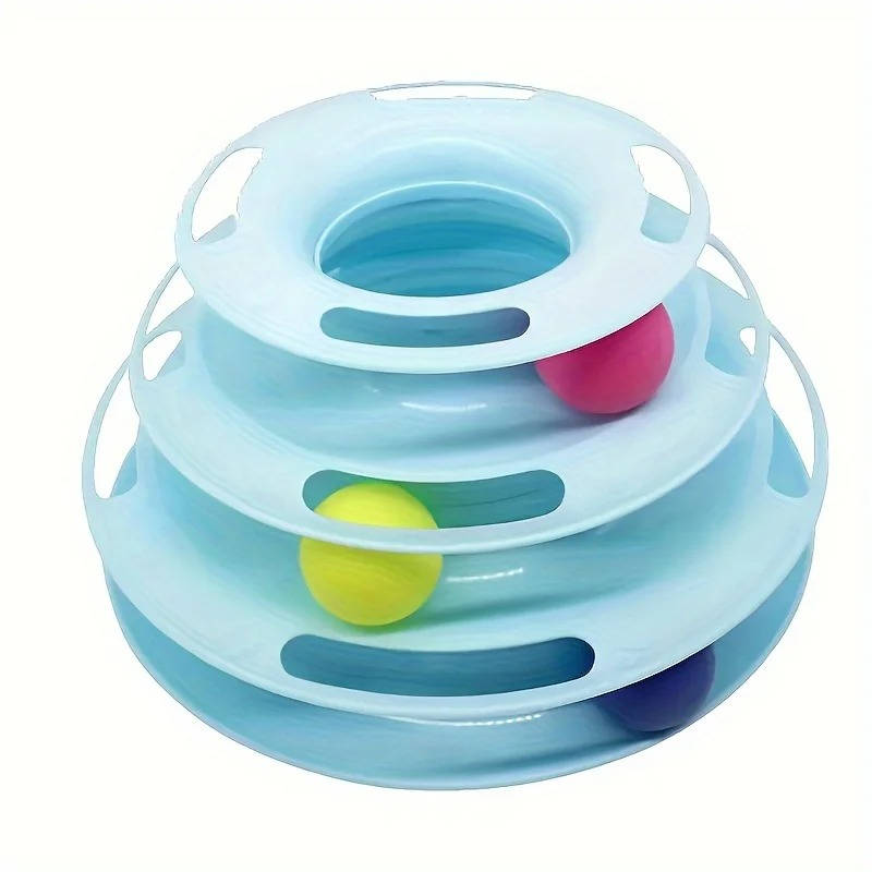 Interactive Cat Toy Tower with Three Levels and Colorful Balls – Engaging Play for Cats 3