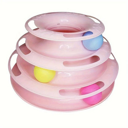 Interactive Cat Toy Tower with Three Levels and Colorful Balls – Engaging Play for Cats 4