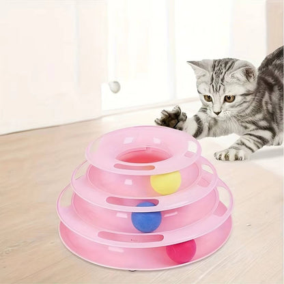 Interactive Cat Toy Tower with Three Levels and Colorful Balls – Engaging Play for Cats 5