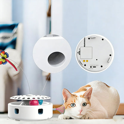 Interactive cat toy featuring a ball track and catnip, designed in a 4-in-1 tumbler style for indoor play, perfect for engaging and 5