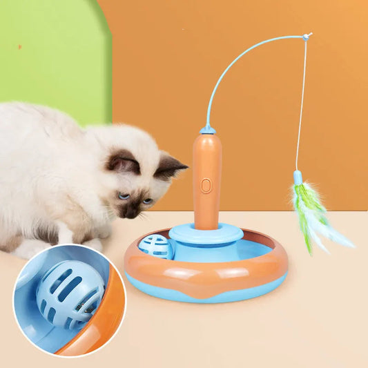 Interactive Cat Toy with Feather Stalk and Rolling Ball – Engaging Play for Cats 0