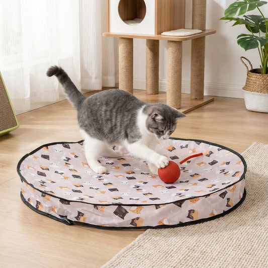 Interactive cat toy designed for mental stimulation and exercise, featuring a hide and seek function, made from durable plastic, suitable for indoor use, available in assorted 0