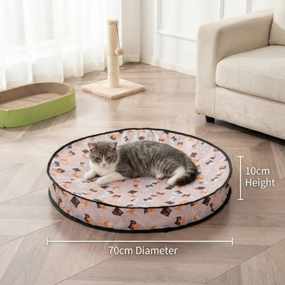 Interactive cat toy designed for mental stimulation and exercise, featuring a hide and seek function, made from durable plastic, suitable for indoor use, available in assorted 4
