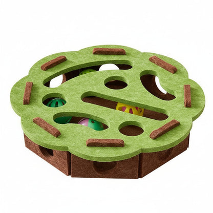 Interactive Cat Toy with Maze Tunnel and Bell Ball - Soft Felt Puzzle for Indoor Fun and Stimulation 0