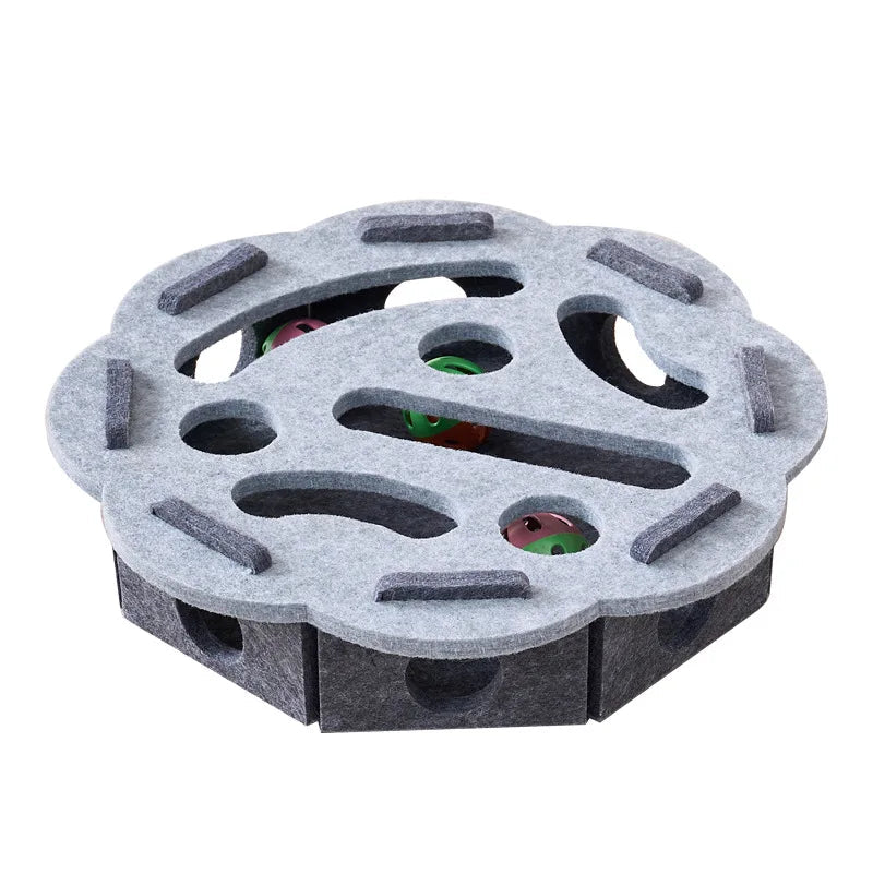 Interactive Cat Toy with Maze Tunnel and Bell Ball - Soft Felt Puzzle for Indoor Fun and Stimulation 8