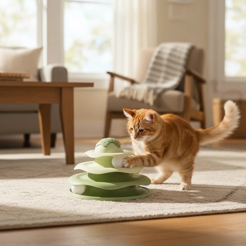 Interactive Cat Toy with Revolving Tower and Colorful Rolling Balls – Engaging Play for All Ages 1