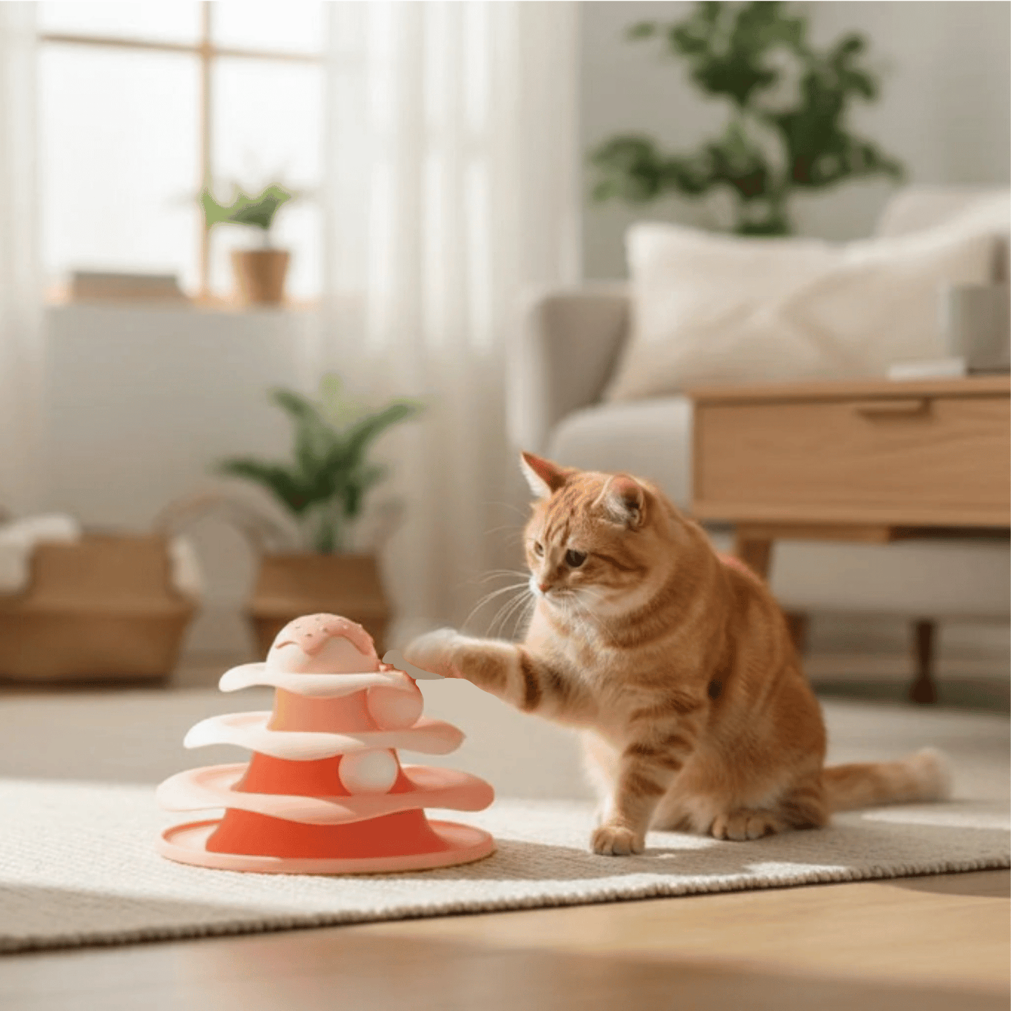 Interactive Cat Toy with Revolving Tower and Colorful Rolling Balls – Engaging Play for All Ages 2