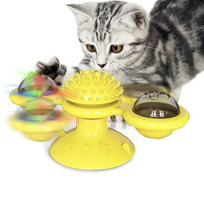 Interactive Cat Windmill Toy with 360° Spin and Grooming Brush – Engaging Play for All Cats 1