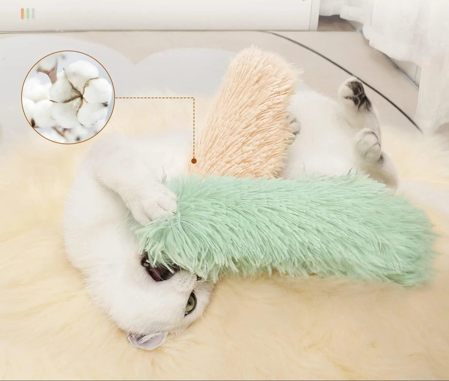 Interactive Catnip Toy Set – 4 Plush Cuddly Cats for Kittens and Adult Cats – Engaging Cat Accessories in Blue, White, Green, and Pink 2