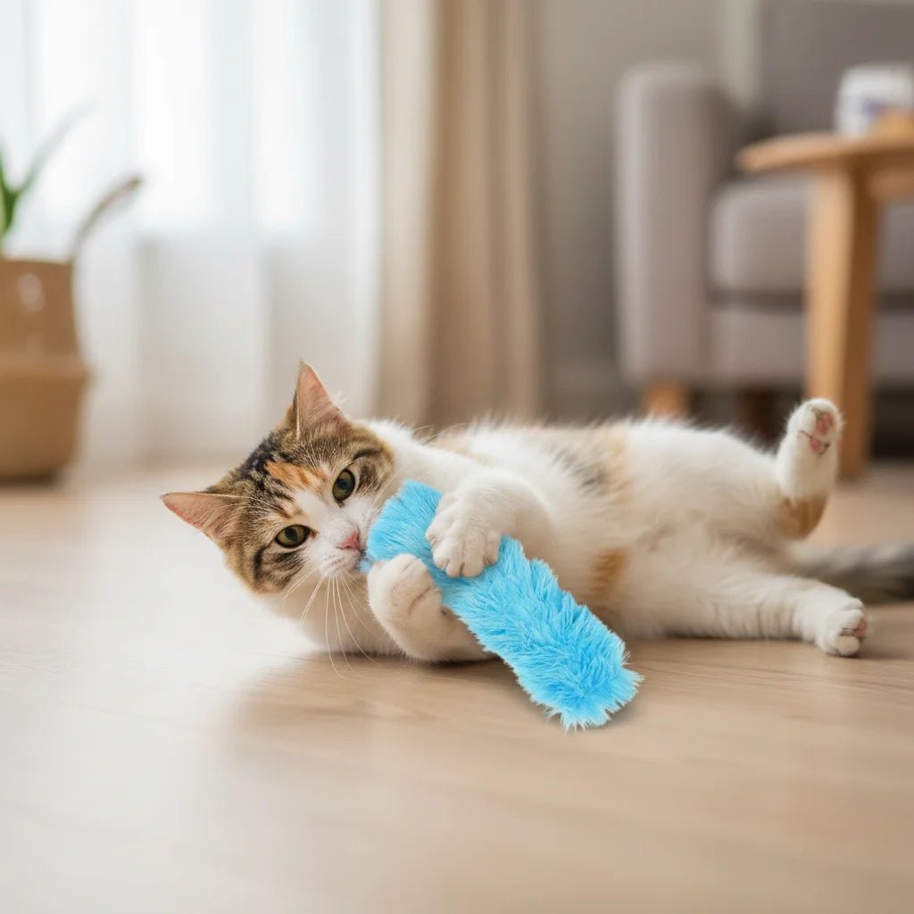 Interactive Catnip Toy Set – 4 Soft Plush Cuddly Cats in Assorted Colors 3