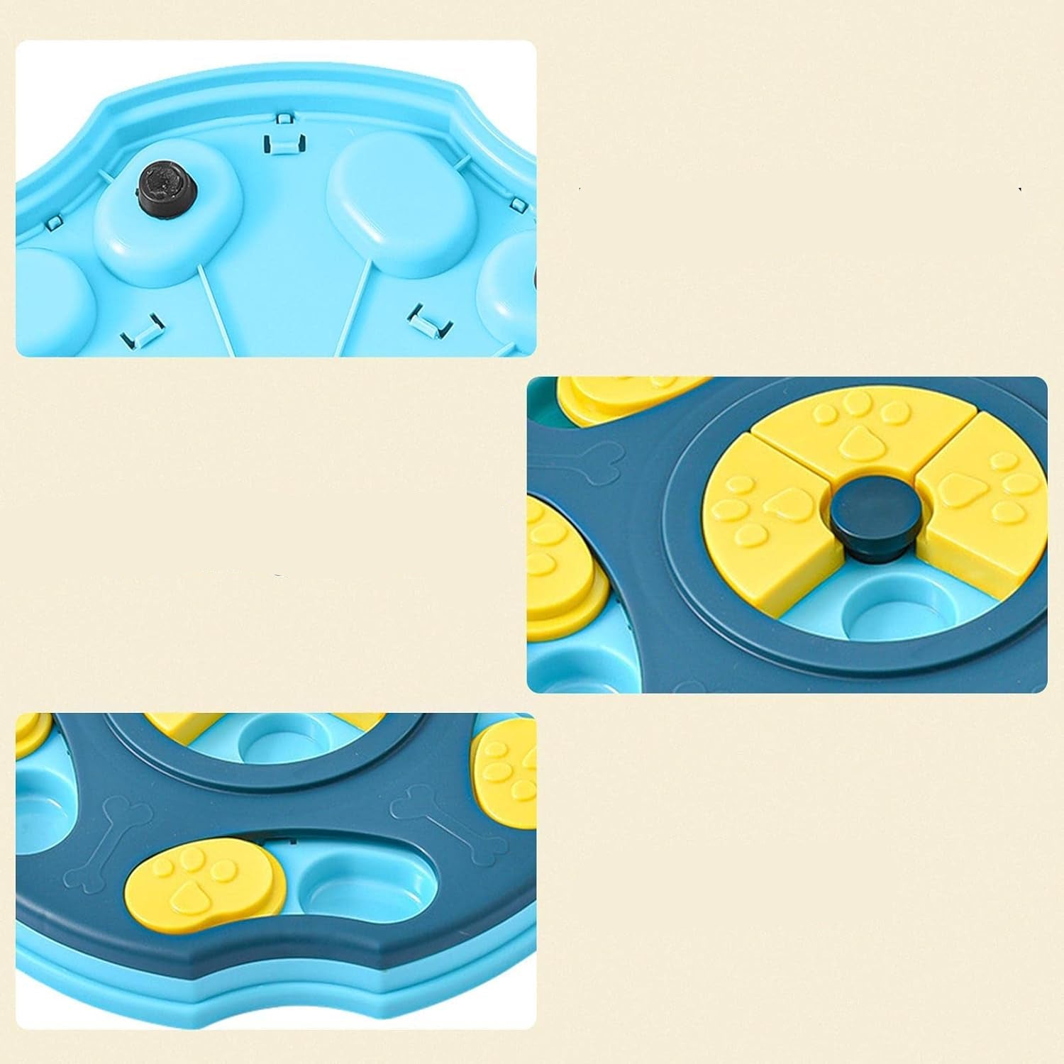 Interactive dog puzzle toy designed for mental stimulation, featuring a beginner level difficulty, made from durable plastic, and available in vibrant multi-color options. 1