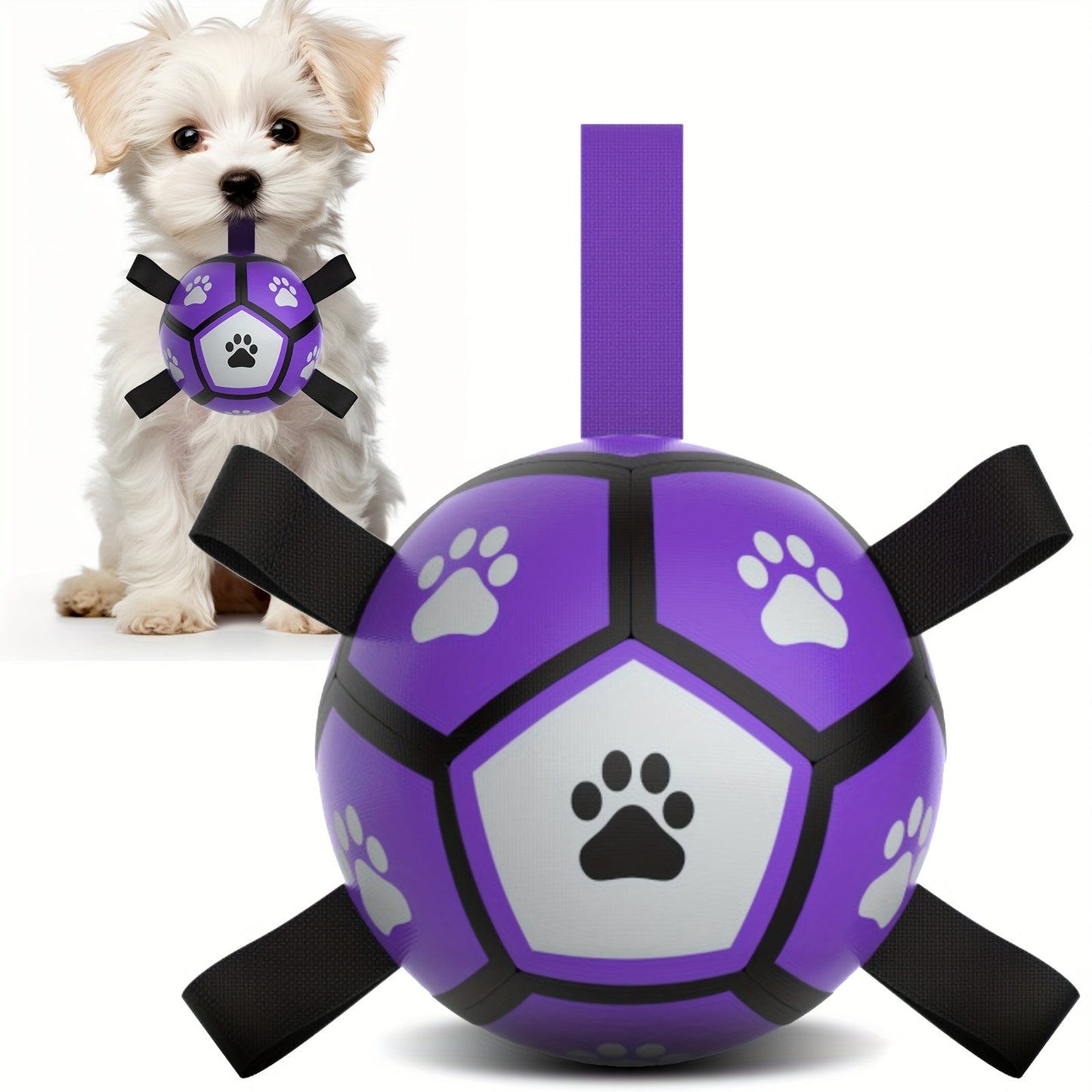 Interactive dog soccer ball featuring easy-grip straps, designed for active play and training, suitable for both indoor and outdoor use, made from durable materials for 0