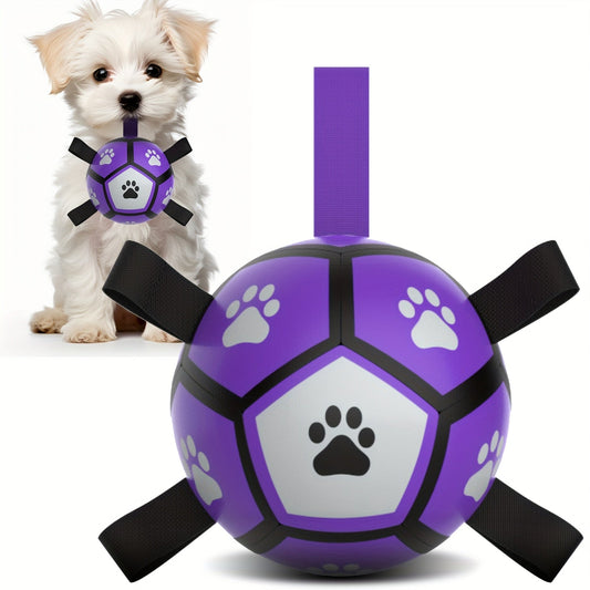Interactive dog soccer ball featuring easy-grip straps, designed for active play and training, suitable for both indoor and outdoor use, made from durable materials for 0