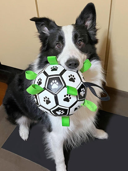 Interactive Dog Soccer Ball with Straps – Durable and Safe Pet Toy for Fetching and Playing 1