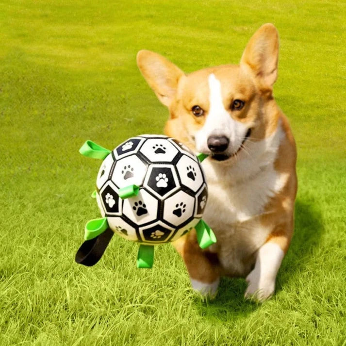 Interactive Dog Soccer Ball with Straps – Durable and Safe Pet Toy for Fetching and Playing 2