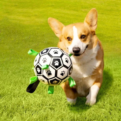 Interactive Dog Soccer Ball with Straps – Durable and Safe Pet Toy for Fetching and Playing 2