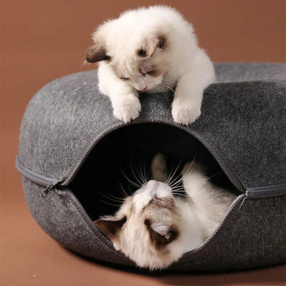 Interactive Felt Cat Tunnel Bed – Foldable 2-in-1 Design for Indoor Cats 0