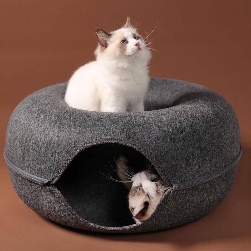 Interactive Felt Cat Tunnel Bed – Foldable 2-in-1 Design for Indoor Cats 2
