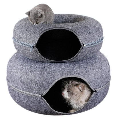 Interactive Felt Cat Tunnel Bed – Foldable 2-in-1 Design for Indoor Cats 4