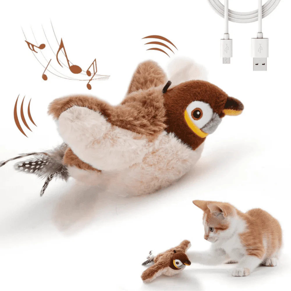 Interactive Plush Bird Cat Toy with Realistic Flapping Wings – Engaging Indoor Play for Cats 0
