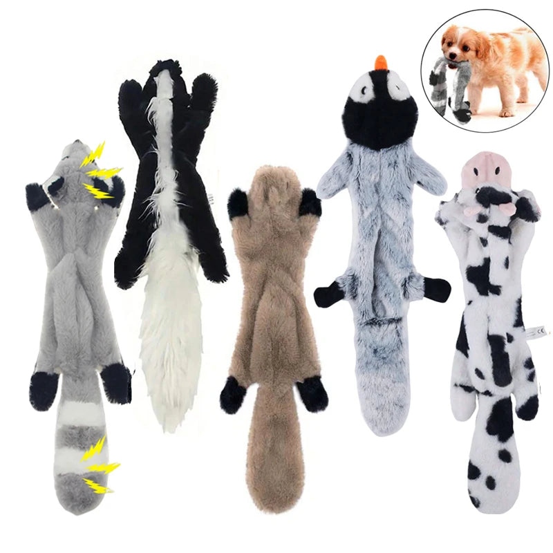 Interactive Plush Dog Toy - Soft Fleece Animal Shapes with Squeaker for Gentle Chewers - Fun and Durable Chew Toys 1
