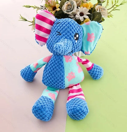 Interactive plush dog toy featuring a durable design with a squeaking sound, perfect for keeping your pet engaged and entertained. 12