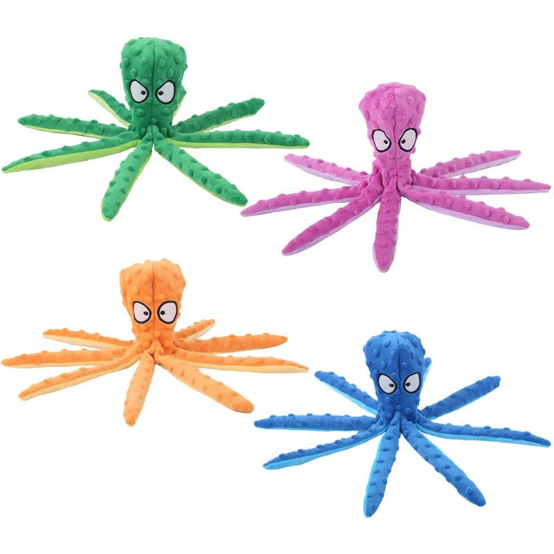 Interactive Plush Octopus Dog Toy with Squeaker and Crackle Paper – Durable and Mess-Free 2