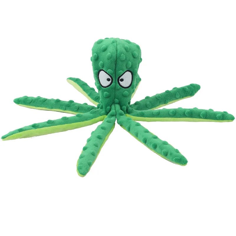Interactive Plush Octopus Dog Toy with Squeaker and Crackle Paper – Durable and Mess-Free 4