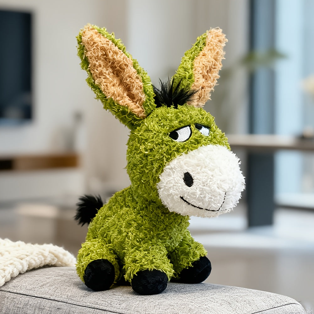 Interactive plush pet toy featuring a squeaky chew design, designed for durability and easy washing, perfect for both dogs and cats. 2