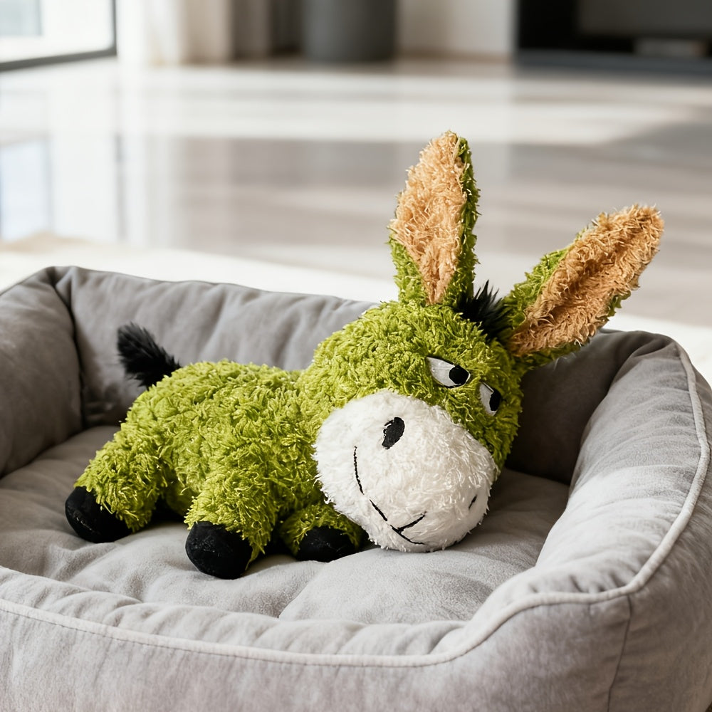 Interactive plush pet toy featuring a squeaky chew design, designed for durability and easy washing, perfect for both dogs and cats. 3