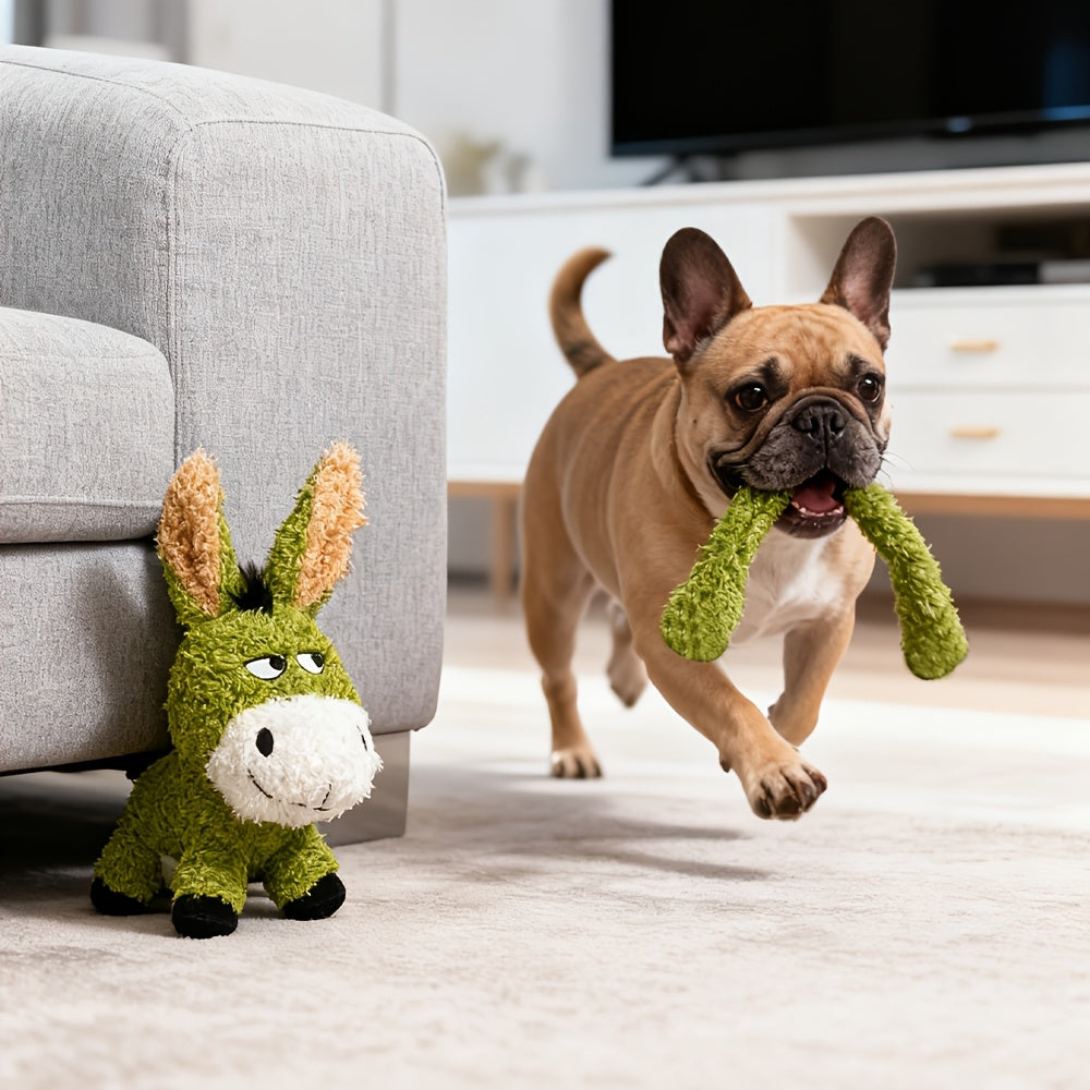 Interactive plush pet toy featuring a squeaky chew design, designed for durability and easy washing, perfect for both dogs and cats. 6