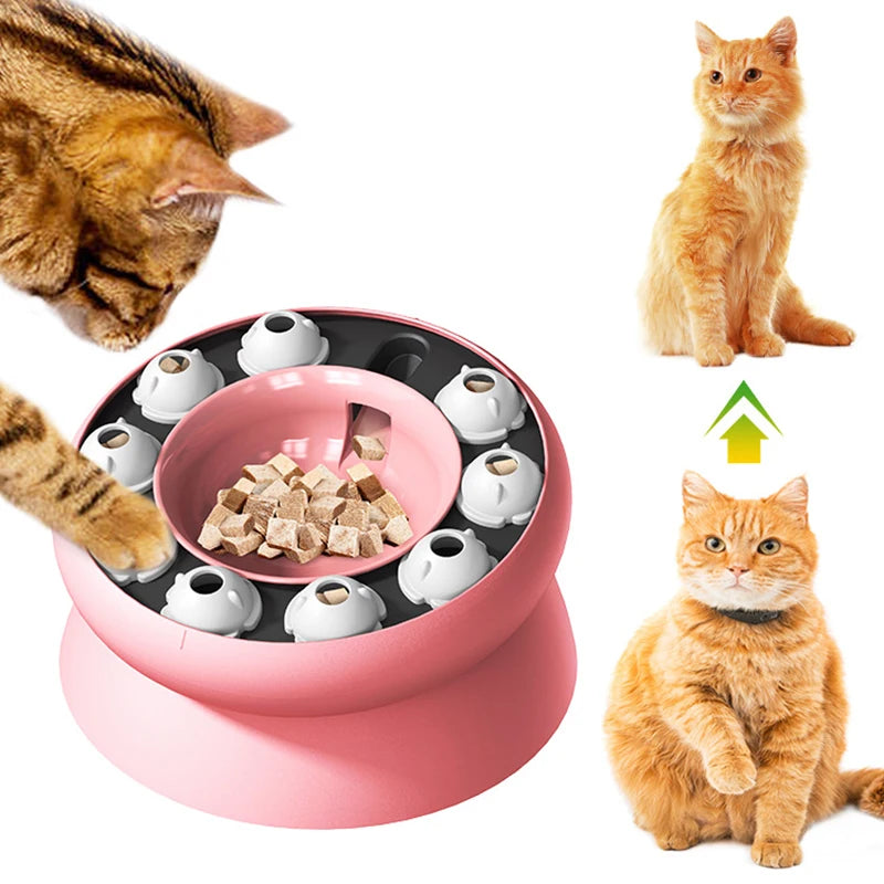 Interactive Puzzle Slow Feeder for Cats – Elevated Cat Bowl with 9 Rotating Bowls 4
