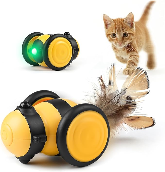 Interactive Remote-Controlled Cat Toy with LED Light and Feather Attachment 1