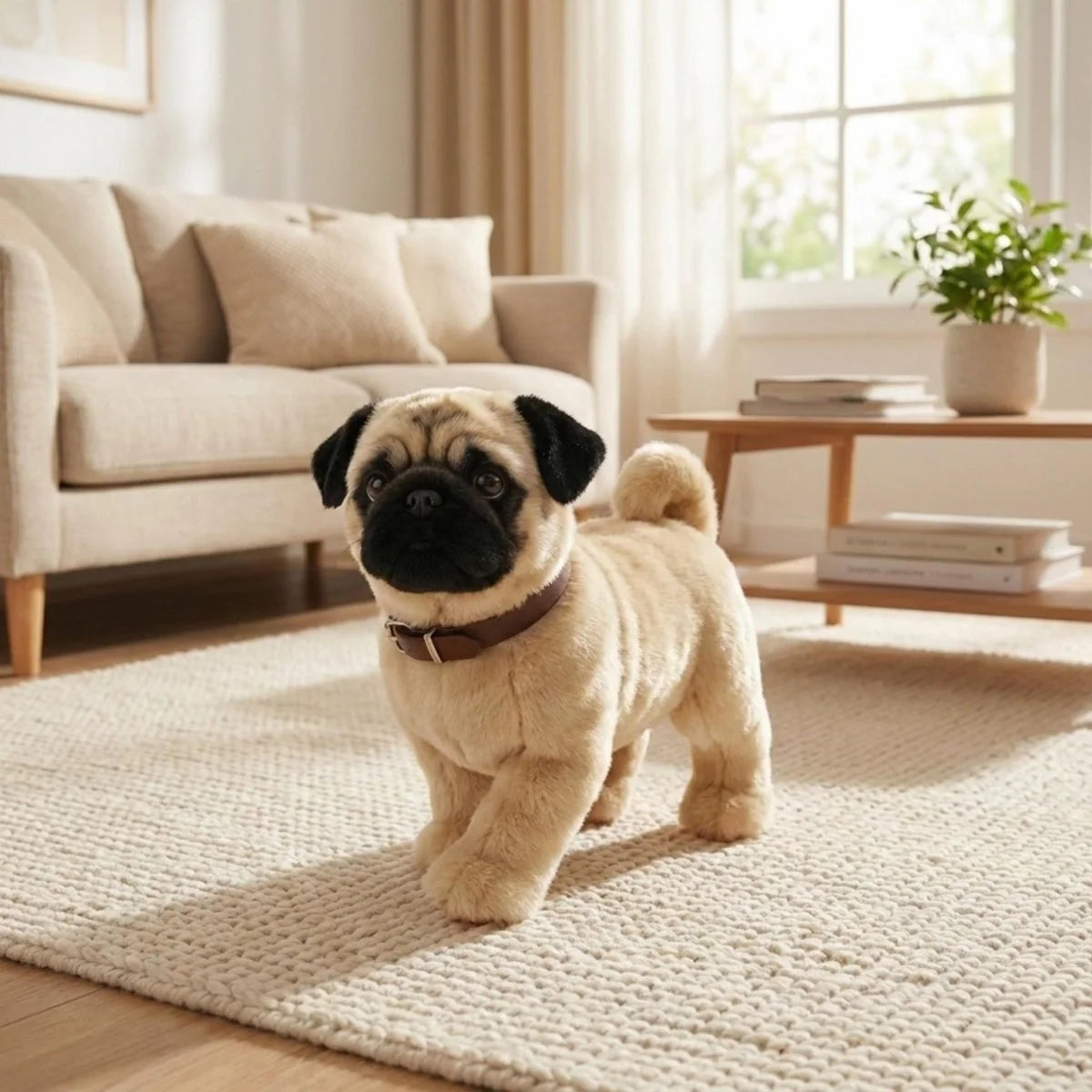 Interactive robot dog toy featuring realistic barking and walking functions, designed as a soft plush companion for kids. 11