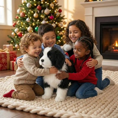 Interactive robot dog toy featuring realistic barking and walking functions, designed as a soft plush companion for kids. 2