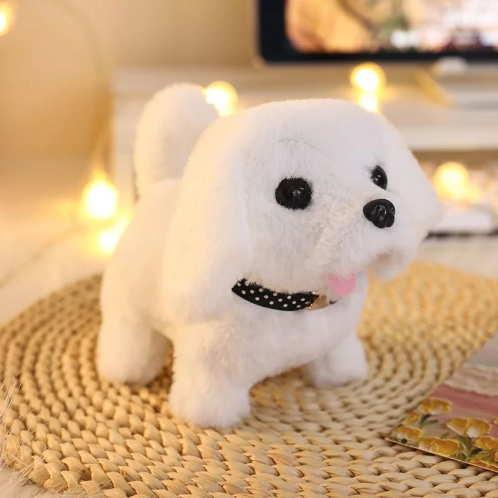 Interactive robot dog toy featuring realistic walking and barking functions, designed as a soft plush puppy for kids, perfect for imaginative play and companionship. 0