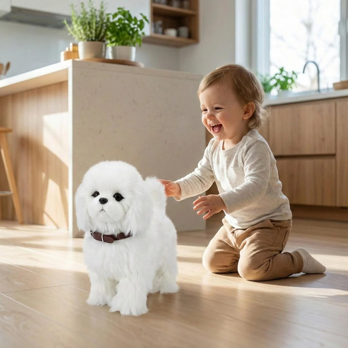 Interactive robot puppy toy featuring lifelike movements and touch response, available in 10 realistic breeds for engaging play. 0