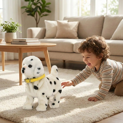 Interactive robot puppy toy designed for kids, featuring lifelike walking and barking functions, made from soft plush material for safe and enjoyable playtime. 7