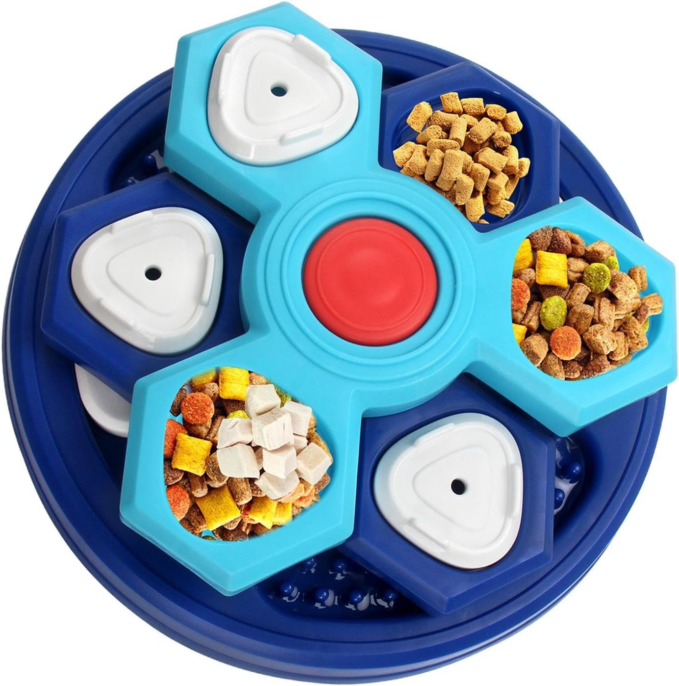 Interactive Slow Feeder Dog Bowl – Blue Plastic Dog Feeder for Healthy Eating and Digestion 1
