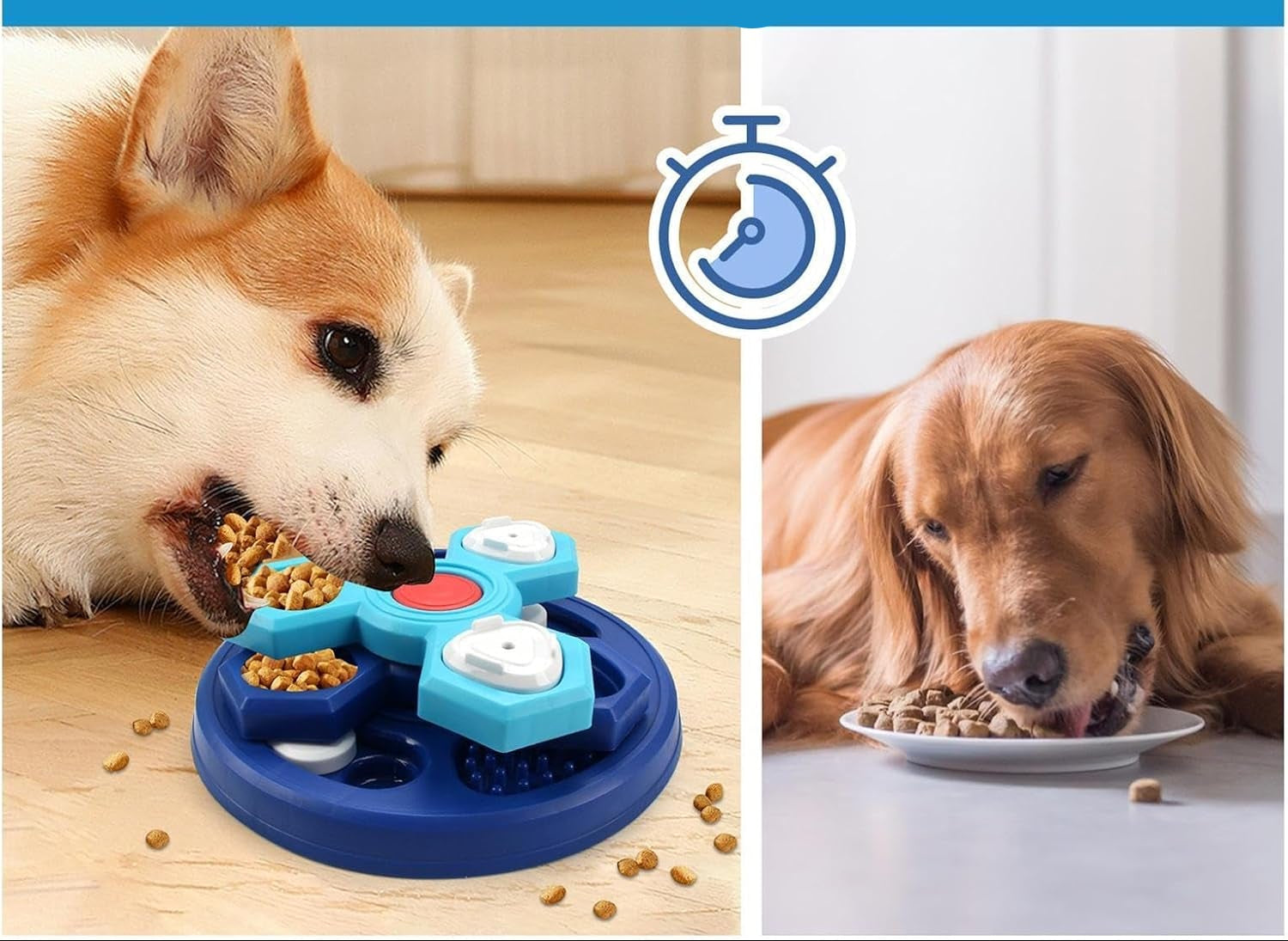 Interactive Slow Feeder Dog Bowl – Blue Plastic Dog Feeder for Healthy Eating and Digestion 5