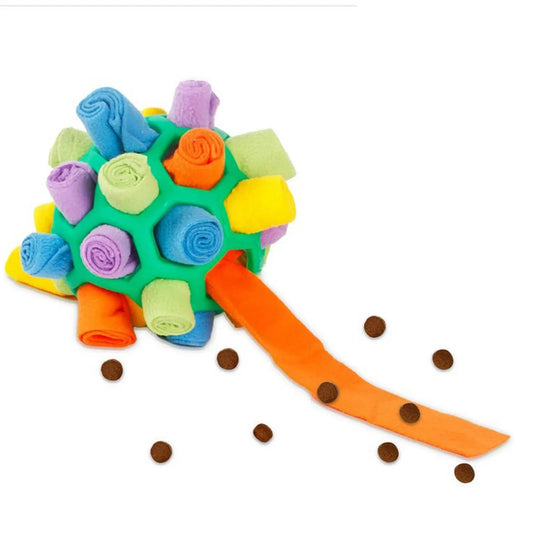 Interactive Snuffle Ball for Dogs – Colorful Feeding Toy for Mental Stimulation and Slow Eating, Soft Rocket Fleece and TPR Design 0