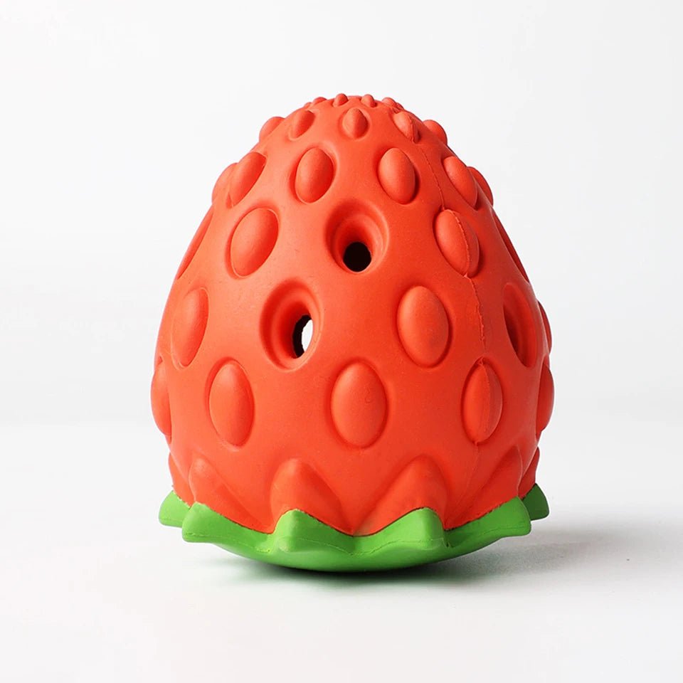 Interactive Strawberry Dog Toy – Multifunctional Snack Ball for Small to Medium Dogs, Durable Rubber Teething Toy 0