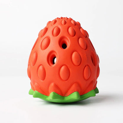 Interactive Strawberry Dog Toy – Multifunctional Snack Ball for Small to Medium Dogs, Durable Rubber Teething Toy 0