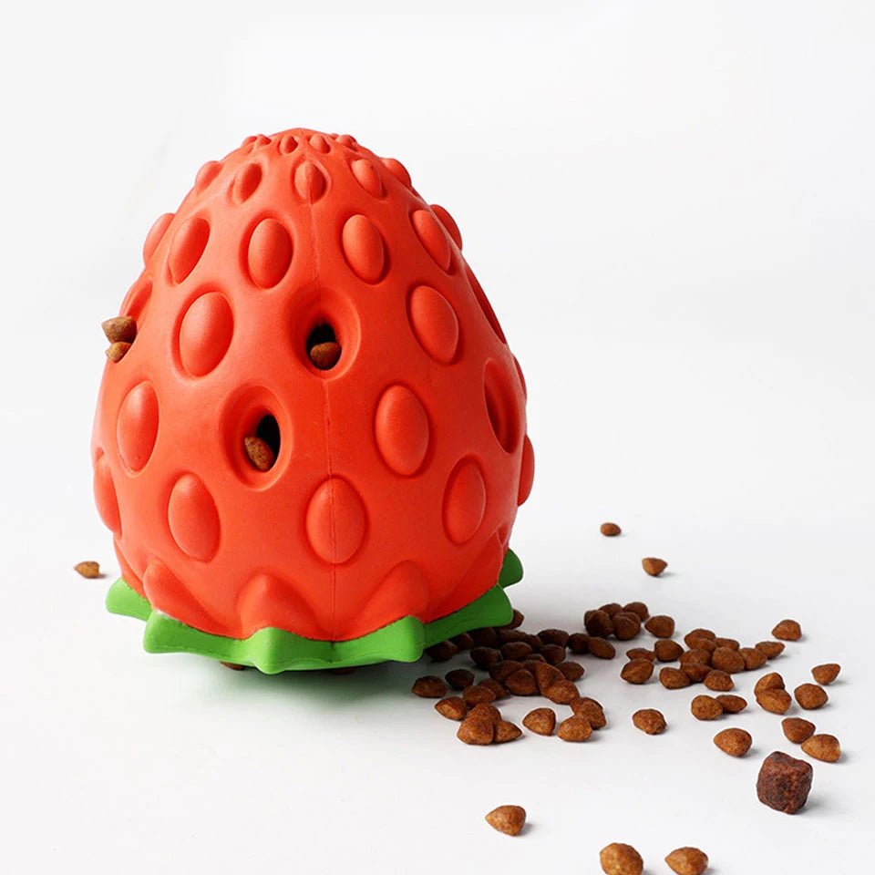 Interactive Strawberry Dog Toy – Multifunctional Snack Ball for Small to Medium Dogs, Durable Rubber Teething Toy 1