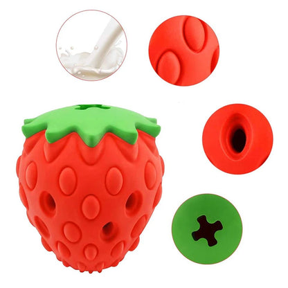 Interactive Strawberry Dog Toy – Multifunctional Snack Ball for Small to Medium Dogs, Durable Rubber Teething Toy 2