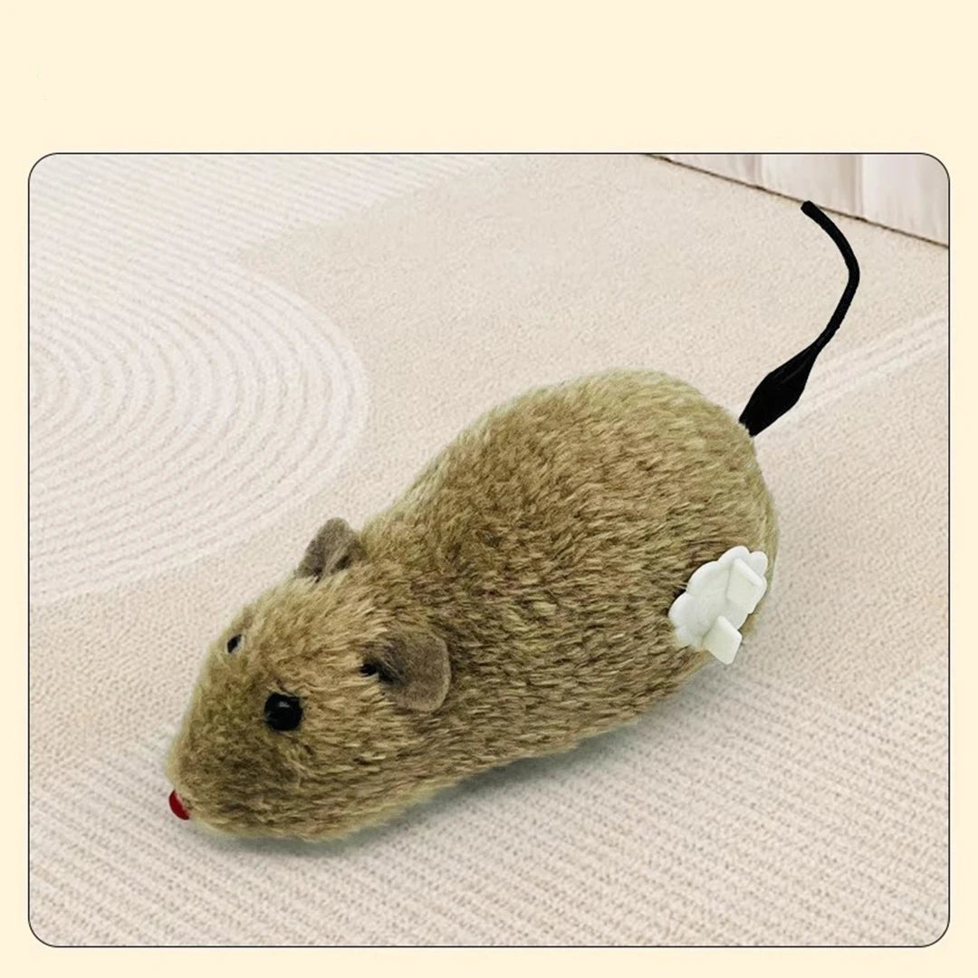 Interactive Wind-Up Mouse Cat Toy – Safe Plush and Plastic Design for Indoor and Outdoor Play 0