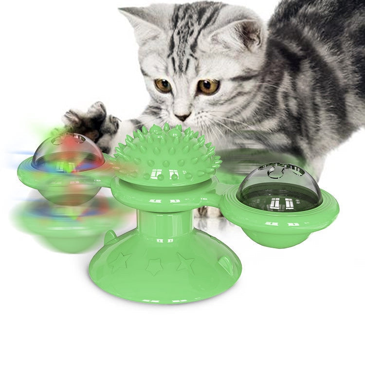 Interactive Windmill Cat Toy with Catnip and LED Ball – Multi-Function Grooming and Play Tool for Cats 10