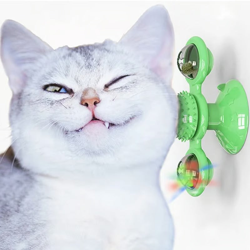 Interactive Windmill Cat Toy with Catnip and LED Ball – Multi-Function Grooming and Play Tool for Cats 3