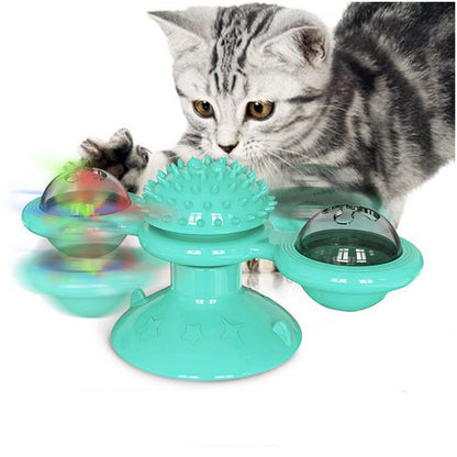 Interactive Windmill Cat Toy with Catnip and LED Ball – Multi-Function Grooming and Play Tool for Cats 9